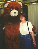 Carol gets a bear hug at the Expo East 2000