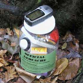 Sample cache.  Many caches are contained in plastic pretzel jars, tupperware, or ammo boxes.
