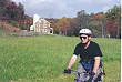 Ed passes by an old stone farmhouse along the trail.